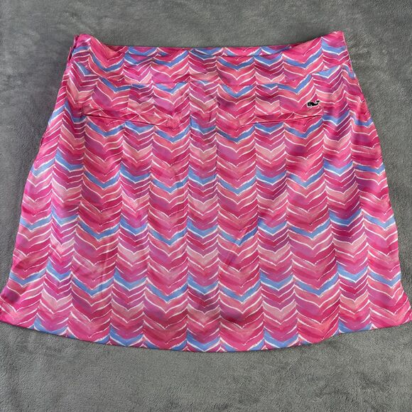 Vineyard Vines Skort Womens 12 Pink Blue Chevron Golf Tennis Stretch Pockets - Picture 5 of 16